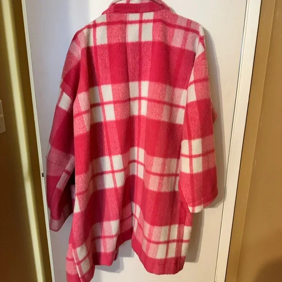 Pink Plaid Coat with White Accents - Picture 7 of 7